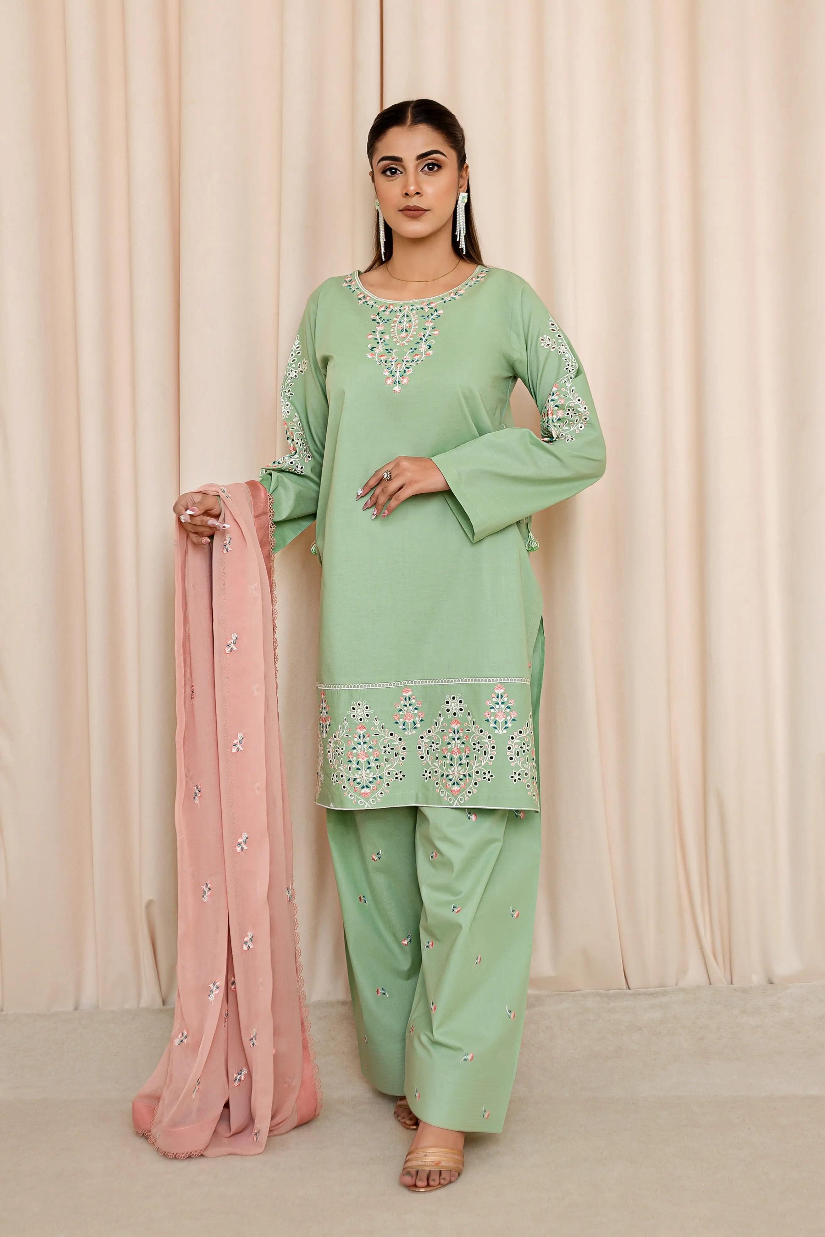 3 PC - Pistachio Glow - Stitched