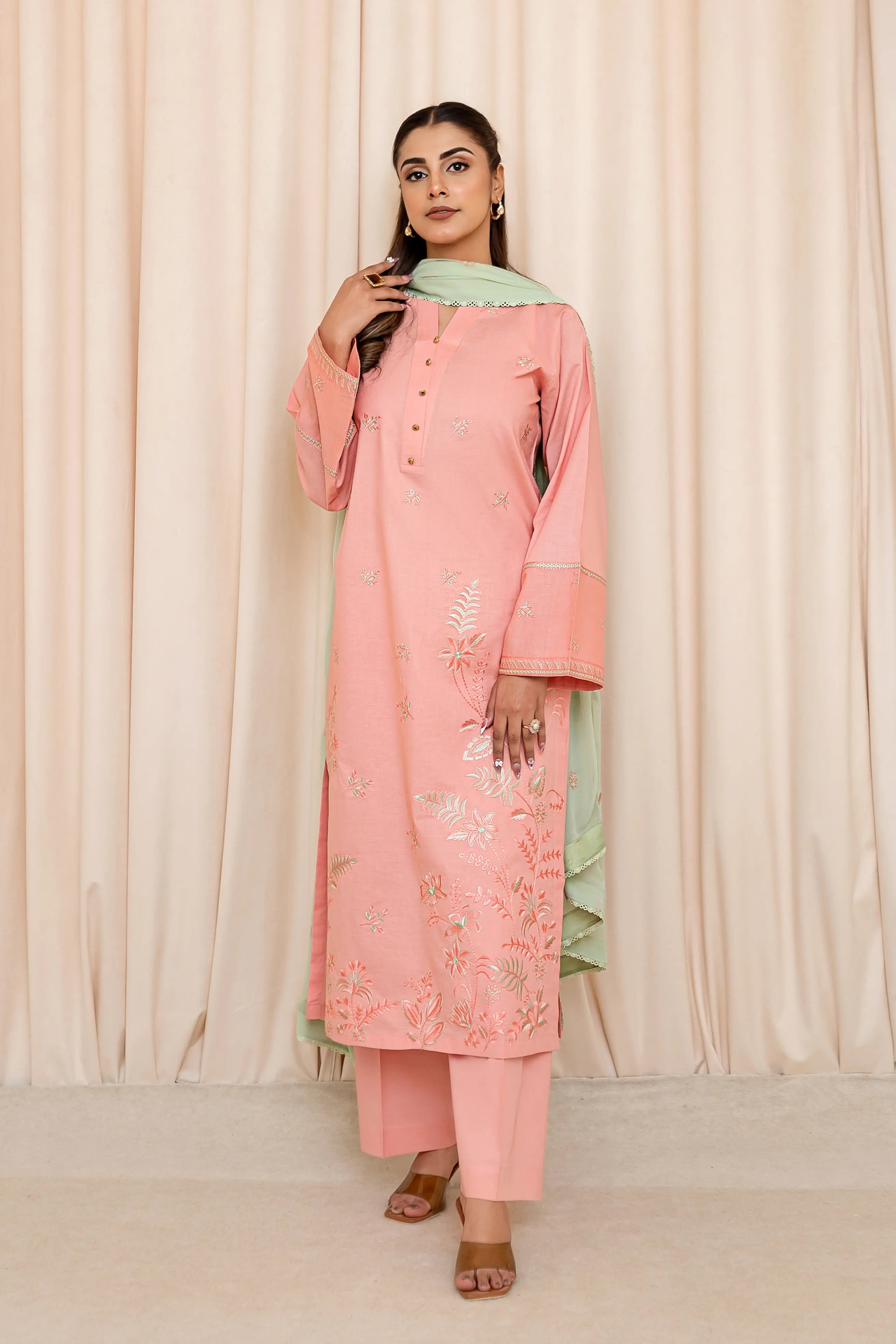 3 PC - Peony Blush - Stitched